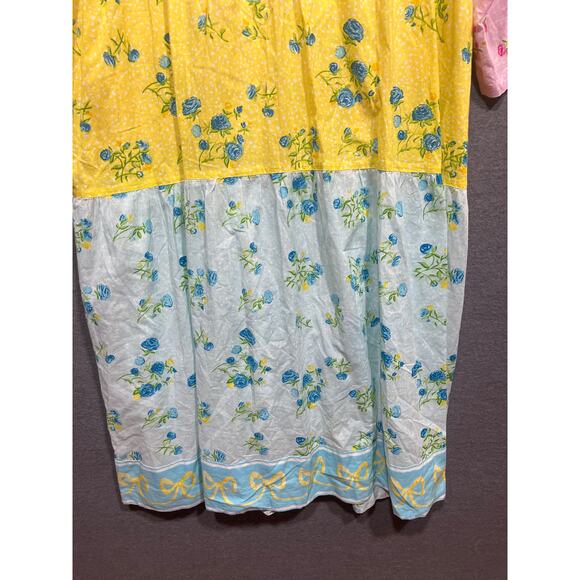 Mary Marshmallow Block Color Flowered Tiered Dress Size L/XL $198 - Picture 4 of 9